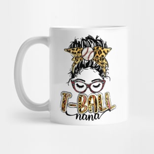 T Ball Nana Messy Bun Leopard Mug